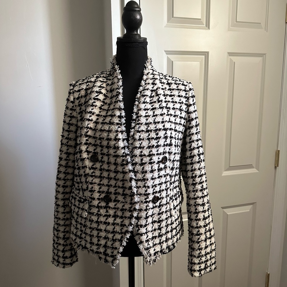 Ann Taylor Black and White Tweed Blazer